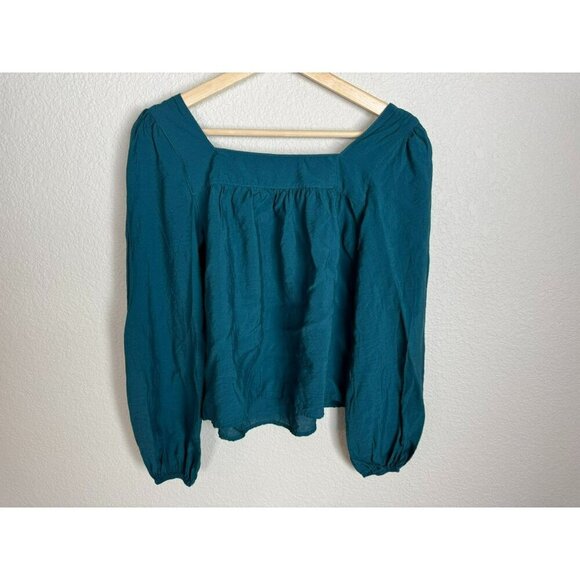 Abercrombie Fitch women's puff sleeve top Size XS Blue Green Feminine Flowy - Picture 3 of 12